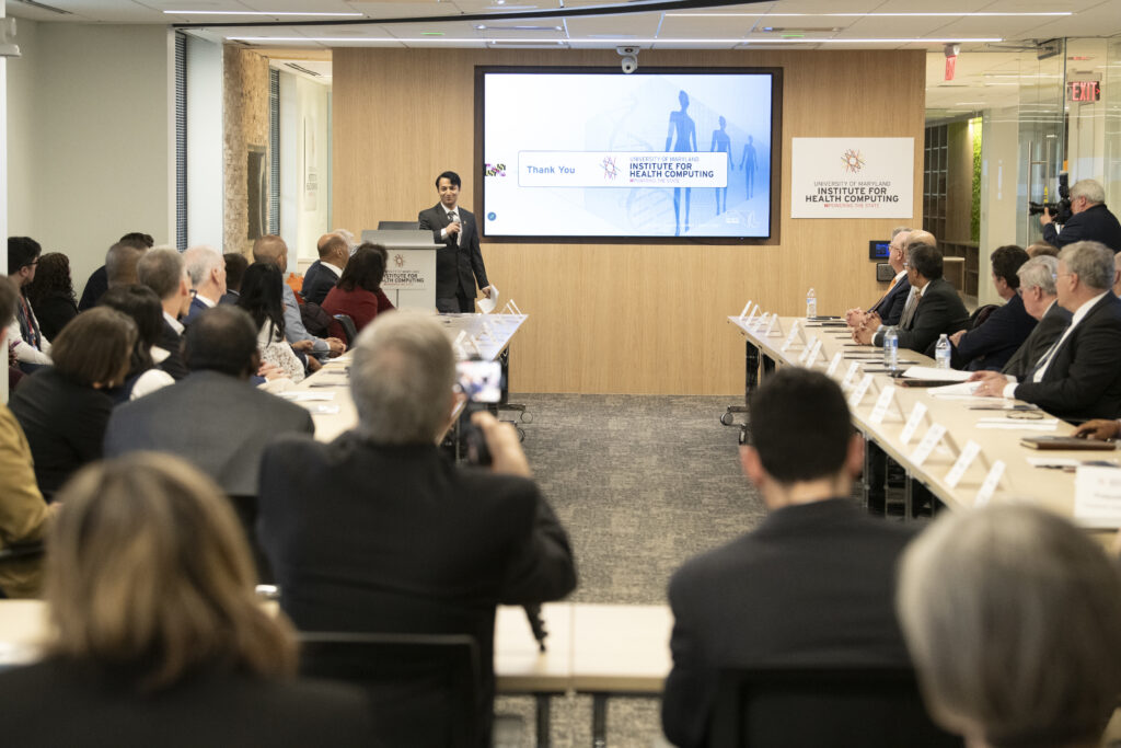 UM-IHC Co-Director Sujal Bista presents to the UM-IHC audience.