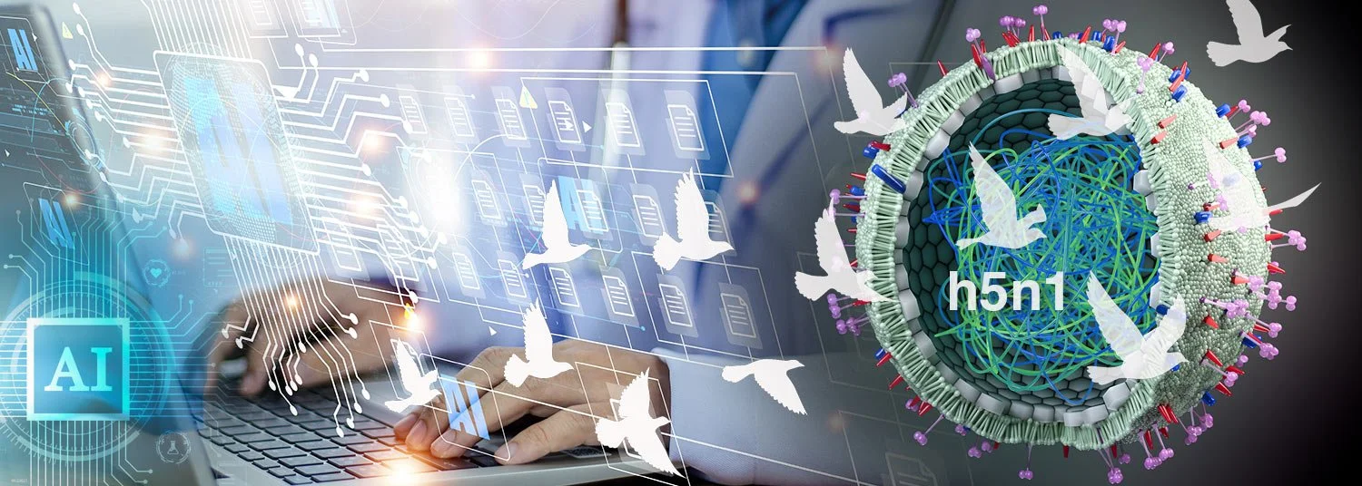 An abstract image depicting AI and bird flu interaction