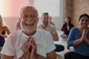 A man laughing out loud